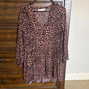 LOFT Leopard Print Tiered Dress